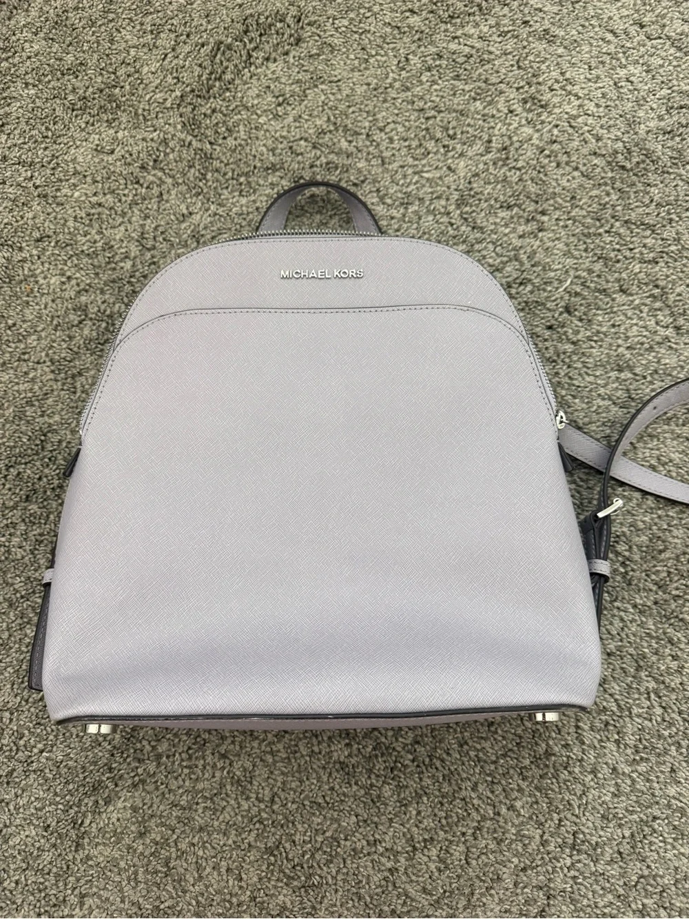 Michael Kors Light Gray Saffiano Leather Backpack